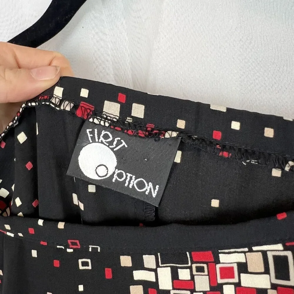 vintage 90s First option geometric maxi skirt black retro sz Sm space funky